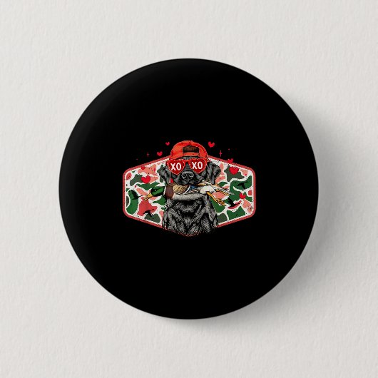 Duck Hunting Black Lab Camo Valentine's Day Xoxo H Button (Vorderseite)