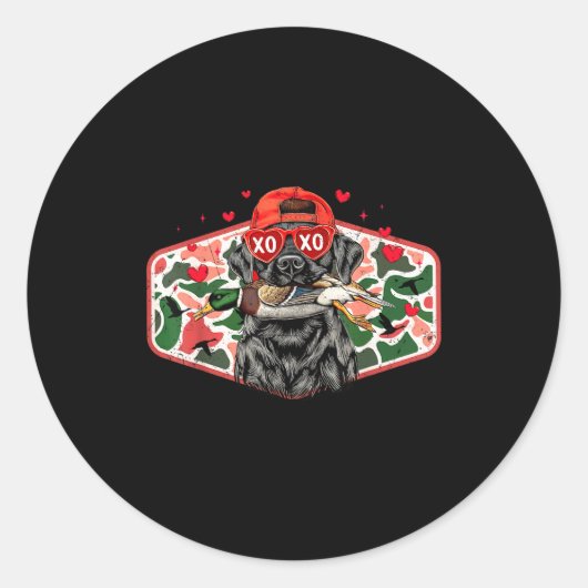 Duck Hunting Black Lab Camo Valentine's Day Xoxo H Runder Aufkleber (Vorderseite)