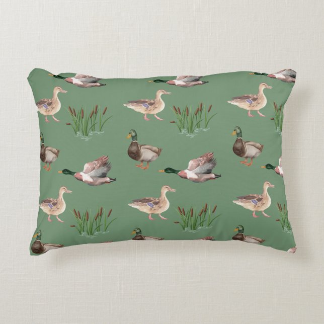 Duck Hunting Throw Pillow Mallard Dekokissen (Vorderseite)