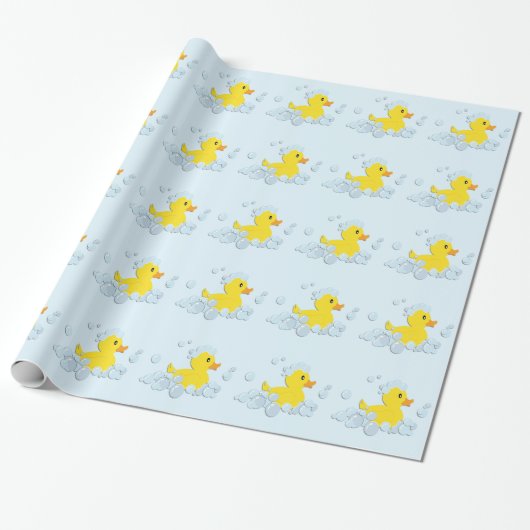 Duck in Blue Bubbles Baby Duck Geschenkpapier (Ungerollt)