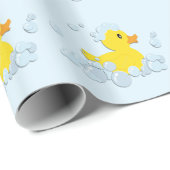 Duck in Blue Bubbles Baby Duck Geschenkpapier (Rolleneckpunkt)