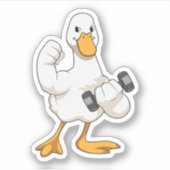 Duck in Bodybuilding mit Dumbell Aufkleber (Vorderseite)