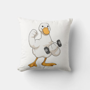 Duck in Bodybuilding mit Dumbell Kissen
