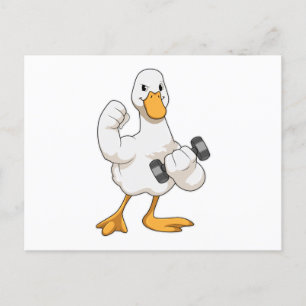 Duck in Bodybuilding mit Dumbell Postkarte