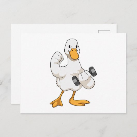 Duck in Bodybuilding mit Dumbell Postkarte (Vorne/Hinten)