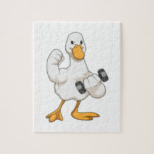 Duck in Bodybuilding mit Dumbell Puzzle