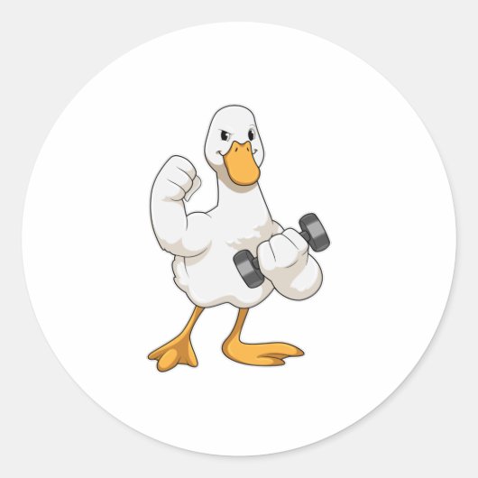 Duck in Bodybuilding mit Dumbell Runder Aufkleber (Vorderseite)