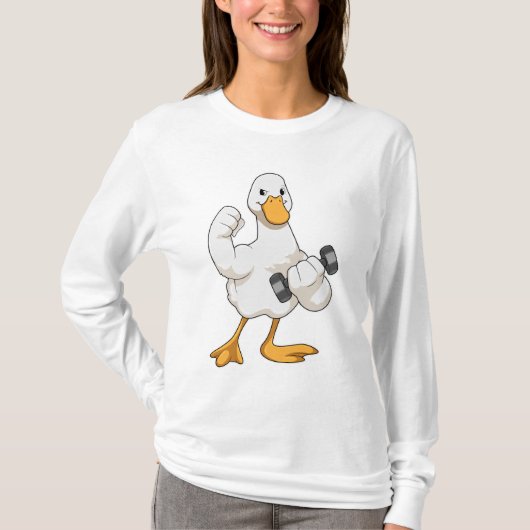 Duck in Bodybuilding mit Dumbell T-Shirt (Vorderseite)