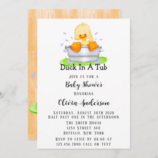 Duck in einer Tube Jede Kinderdusche Einladung (Vorne/Hinten)