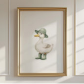 Duck in Sage Green Boots Poster Kids Room Decor