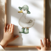 Duck in Sage Green Boots Poster Kids Room Decor