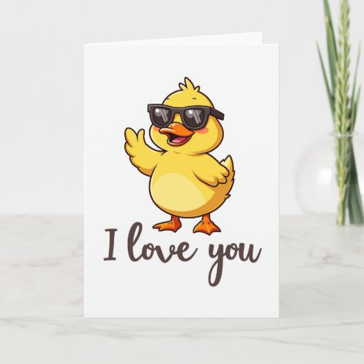 Duck In Sunglasses I Love You Card Karte (Vorderseite)
