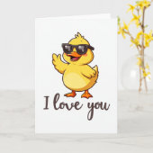 Duck In Sunglasses I Love You Card Karte (Gelbe Blume)