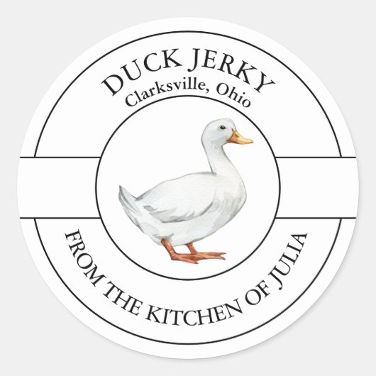 Duck Jerky Label Runder Aufkleber (Vorderseite)