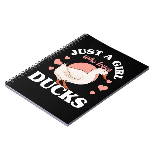 Duck Just a Girl Who Lieben Ducks Girls Damen Duck Notizblock (Linke Seite)