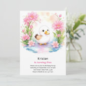Duck Kids Girl Birthday Einladung (Stehend Vorderseite)