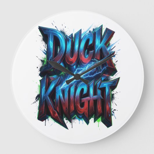 Duck Knight 3D Cyber Graffiti Logo  Große Wanduhr (Vorderseite)