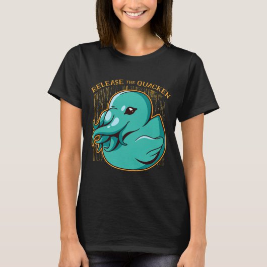 Duck Kraken Release The Quacken Funny Rubber Boxer T-Shirt (Vorderseite)