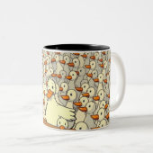Duck Kundgebung - Funny Cartoon Duck Speech Crowd Zweifarbige Tasse (VorderseiteRechts)