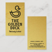 Duck-Logo | Golden | Restaurant Visitenkarte (Vorne/Hinten)