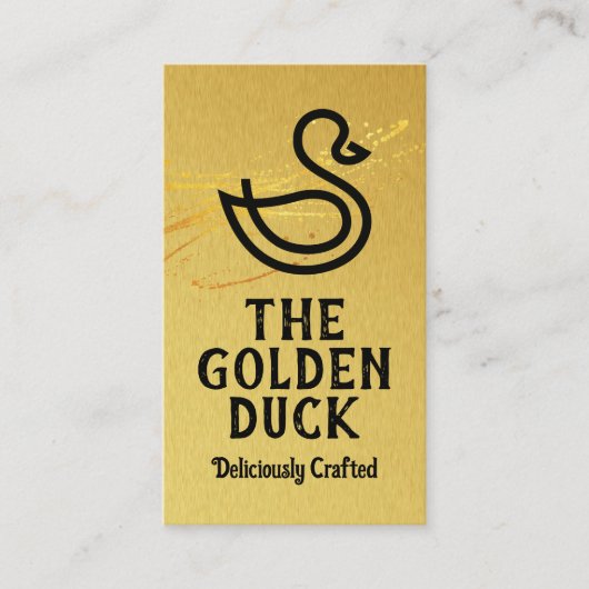 Duck-Logo | Golden | Restaurant Visitenkarte (Vorderseite)