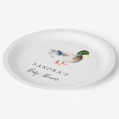Duck Mallard Baby Dusche Minimal Modernes Elegante Pappteller (Schrägansicht)