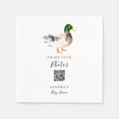 Duck Mallard Baby Shower Share Fotos QR Code Serviette (Vorderseite)