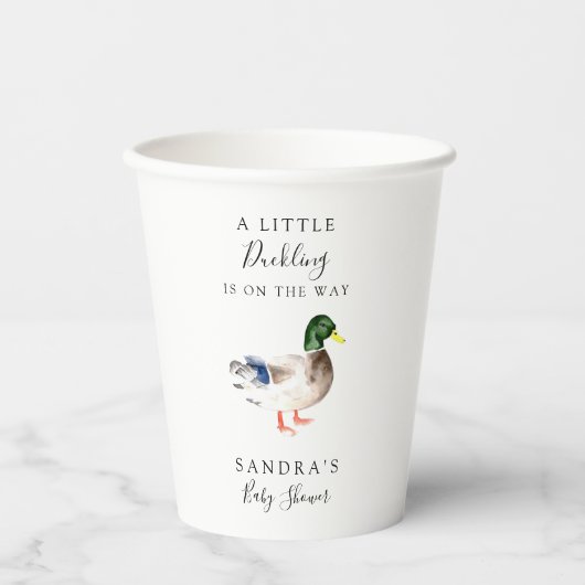 Duck Mallard Babydusche Kleines Duckling Einfach Pappbecher (Vorderseite)