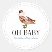 Duck/Mallard Classic White Boy Baby Shower Runder Aufkleber (Vorderseite)