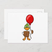Duck mit Balloon Postkarte (Vorne/Hinten)