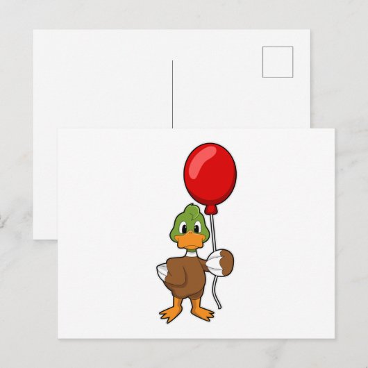 Duck mit Balloon Postkarte (Vorne/Hinten)