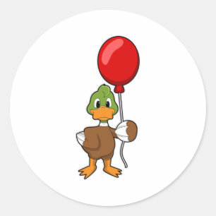 Duck mit Balloon Runder Aufkleber