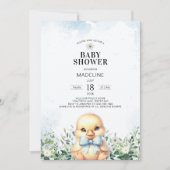 Duck mit Bow Blue Boy Baby Shower Einladung (Vorderseite)