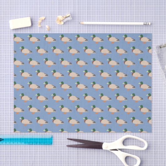 Duck Pattern auf blau Seidenpapier (Handwerk)