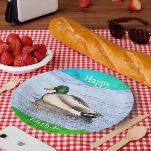 Duck Photo Birthday Paper Plate Pappteller (Picknick)
