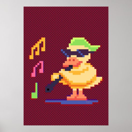 Duck Playing Musik Pixel Art Poster (Vorne)