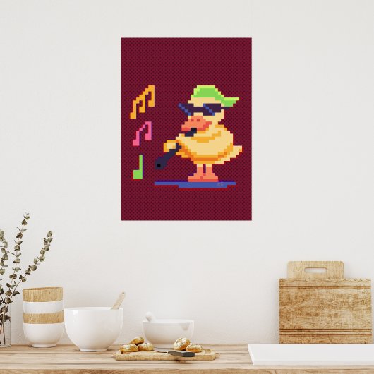 Duck Playing Musik Pixel Art Poster (Küche)