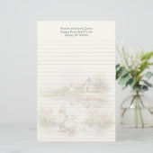 Duck Pond Country Homestead Lined Writing Paper Briefpapier (Stehend Vorderseite)