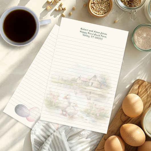 Duck Pond Country Homestead Lined Writing Paper Briefpapier