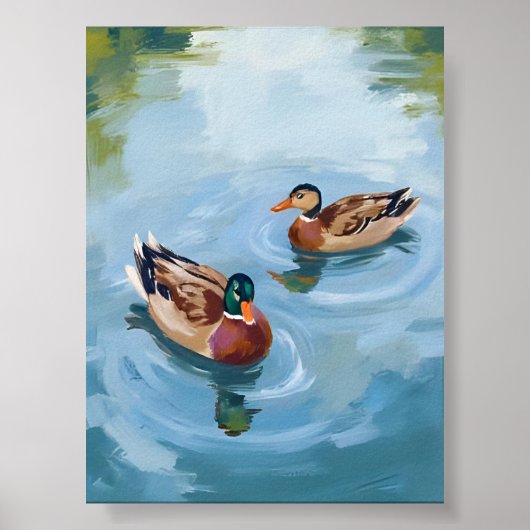 Duck Pond Wasserfarbe gestrichen Poster (Vorne)