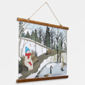 Duck Pond - Winter Wandteppich Mit Holzrahmen (Gewinkelt)