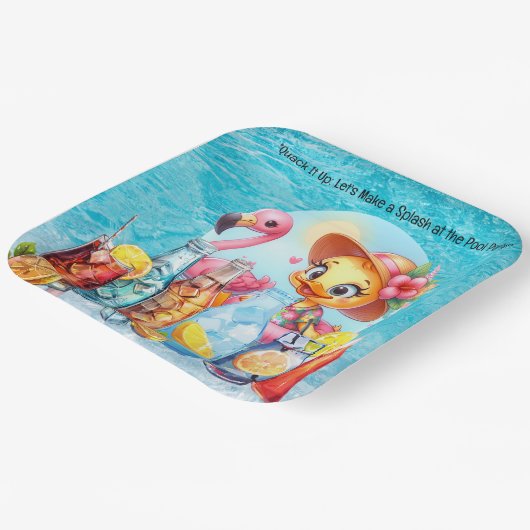 Duck Pool Party mit Drinks! Pappteller (Gewinkelt)