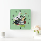 Duck Quartet Quadratische Wanduhr (Zuhause)