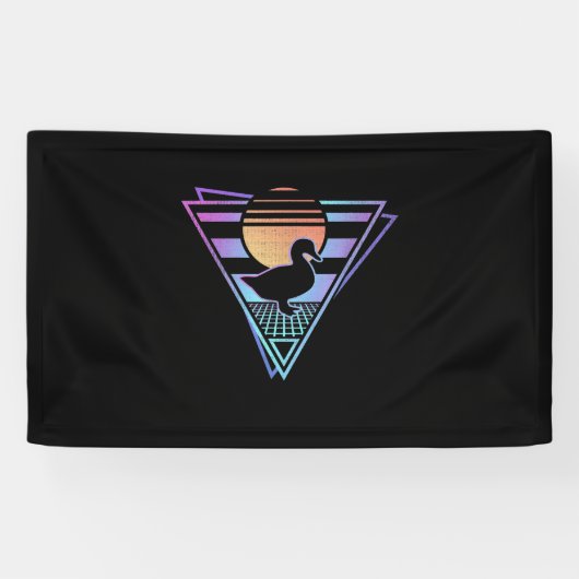Duck Retro 80er EDM Synthwave Gift T - Shirt Banner (Horizontal)