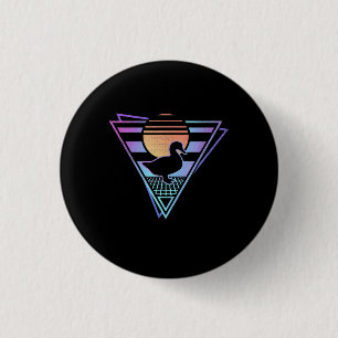 Duck Retro 80er EDM Synthwave Gift T - Shirt Button