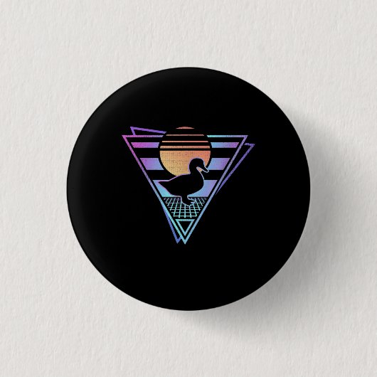 Duck Retro 80er EDM Synthwave Gift T - Shirt Button (Vorderseite)
