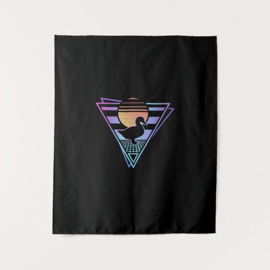Duck Retro 80er EDM Synthwave Gift T - Shirt Wandteppich (Vorderseite)