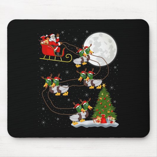 Duck Santa Sleigh Flying Funny Magical Christmas P Mousepad (Vorne)