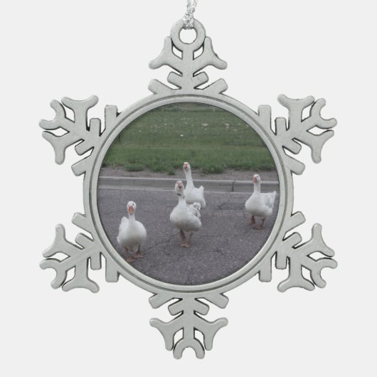 Duck Schneeflocken Zinn-Ornament (Vorderseite)