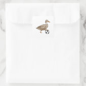 Duck Soccer Player Soccer Quadratischer Aufkleber (Tasche)